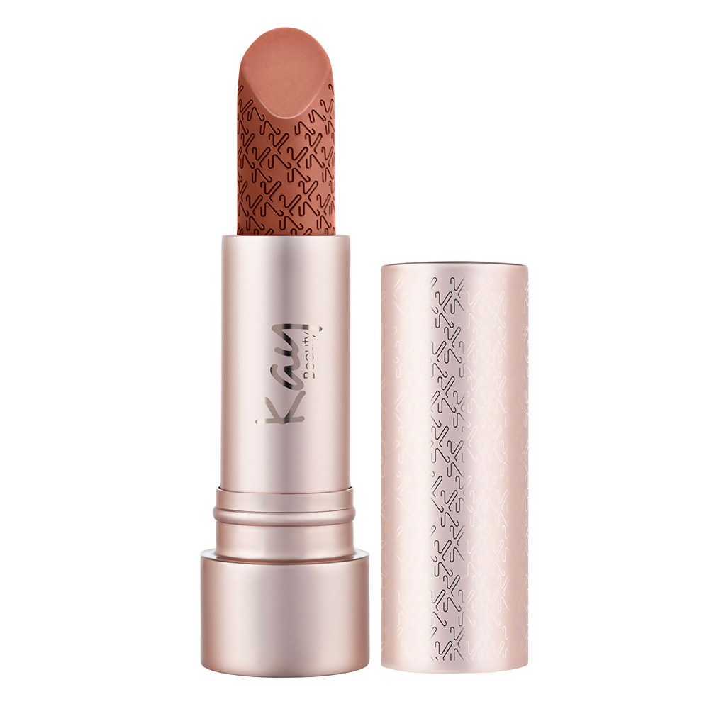 Kay Beauty Hydra Creme Hydrating Full Coverage Lipstick in Panache shade, showcasing a rich, creamy lipstick applied on lips.