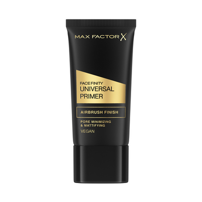 Max Factor Face Finity Universal Primer in a sleek tube, designed to smooth and prep skin for flawless makeup application.