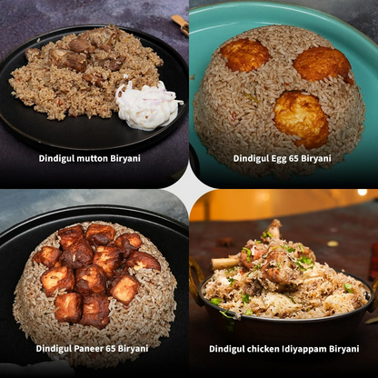 Cookd Dindigul Biryani Kit with spices and ingredients for authentic Dindigul-style biryani, ready to prepare at home.