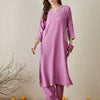 Dhiyona IE Floral Embroidered V-Neck Kurta with Trousers