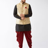 Men's Black Silk Blend Straight Jacket  Kurta and Dhoti Set