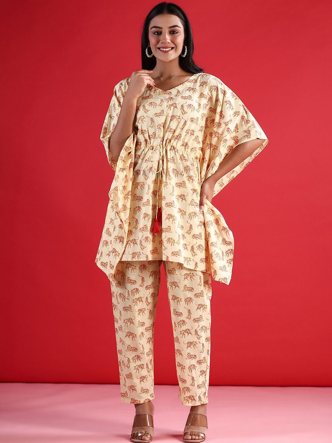 Dhiyona IE Printed Pure Cotton Top & Trouser Co-Ord Set