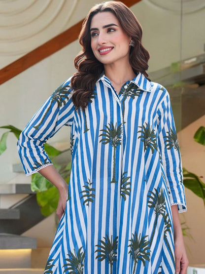 Women Printed Regular Pure Cotton Kurta with Trousers