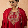 Dhiyona IE Women Ethnic Motifs Embroidered Regular Sequinned Liva Kurta with Trousers & With Dupatta