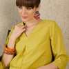 Indyancart IE Women Solid V-Neck Top and Trousers Co-Ords