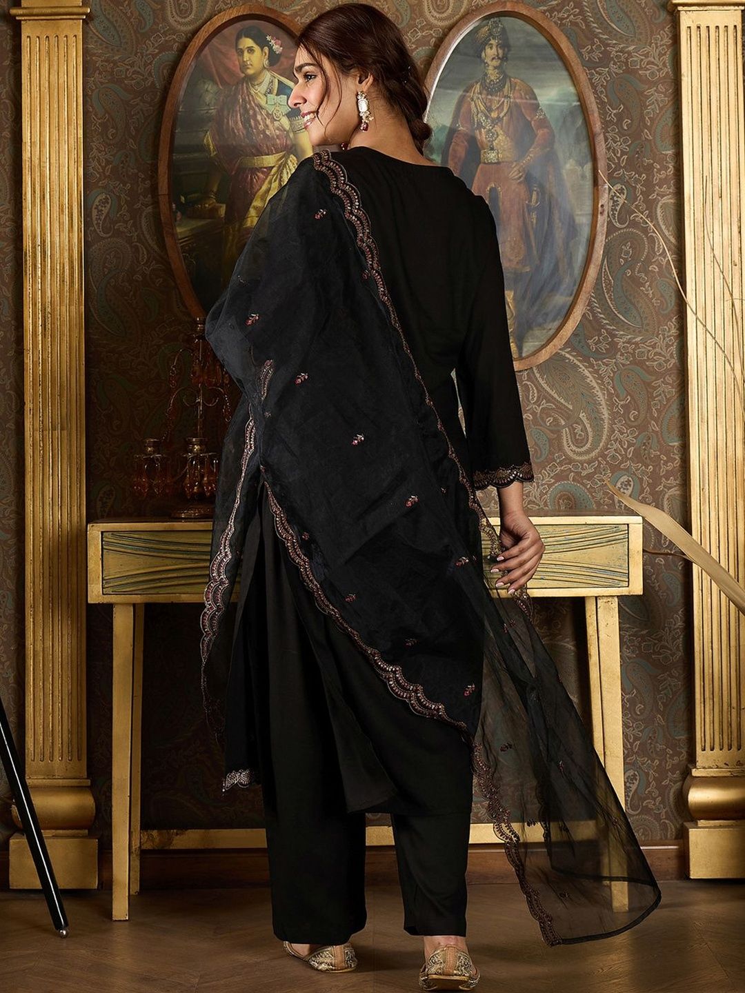 Women Ethnic Motifs Embroidered Kurta with Trousers & Dupatta