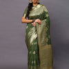 Women's Silk Blend Olive Woven Design Woven saree With Blouse Piece