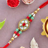 Dhiyona Gold-Toned Kundan-Studded & Beaded Rakhi With Roli Chawal & Greeting Card