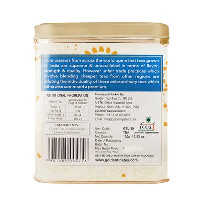 Golden Tips Kashmiri Kahwa Green Tea - Tin Can - Indyancart