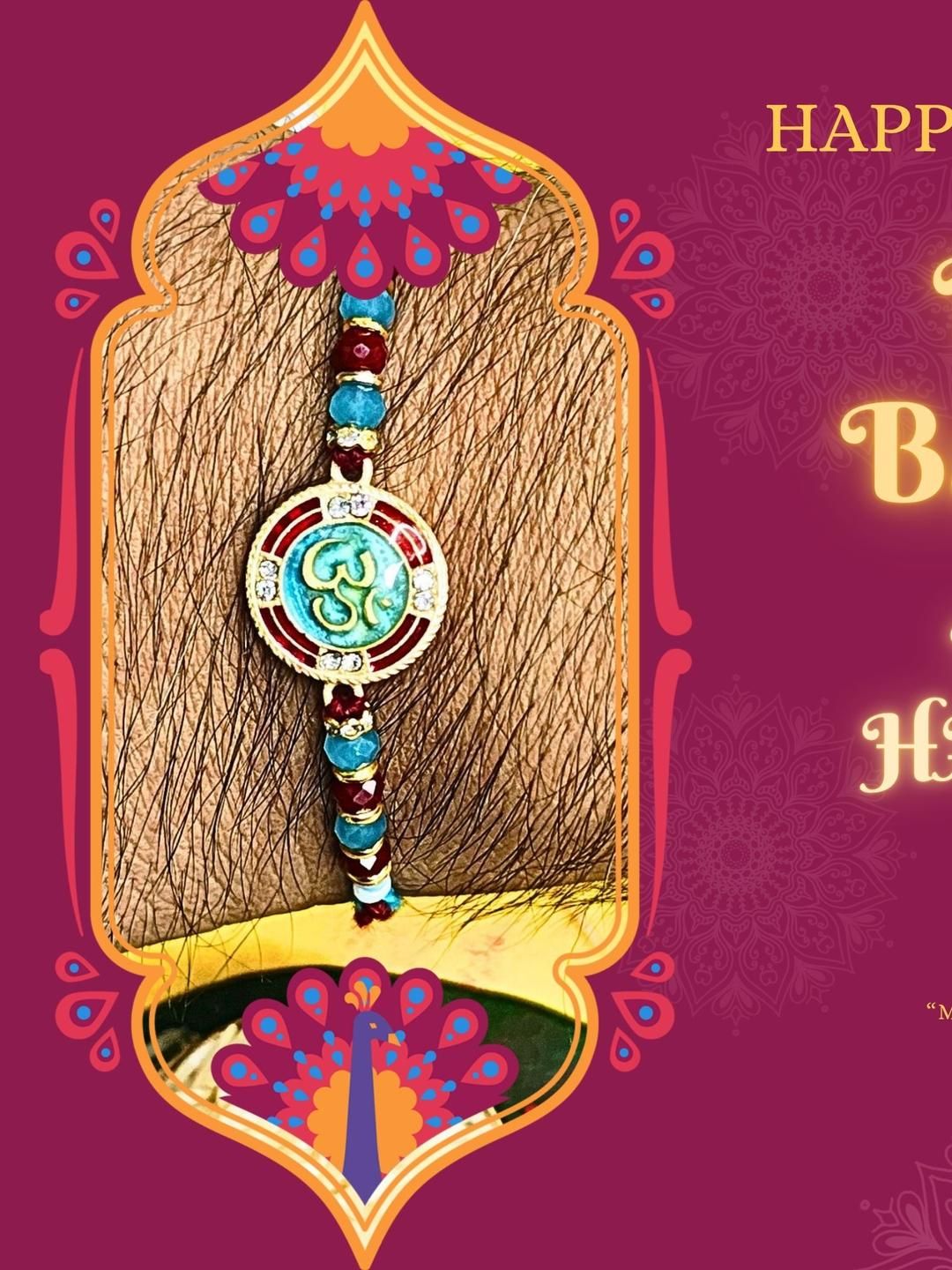 Anouk Set Of 6 Beaded Cotton Thread with AD Stones & Meenakari Designer Rakhi for Brother
