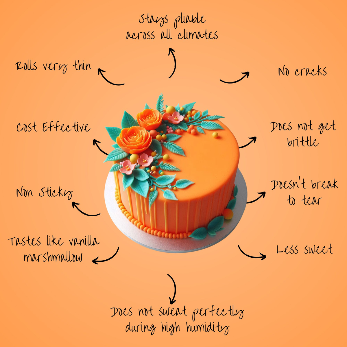 Confect Fluorescent Orange Fondant | Edible Sugarpaste