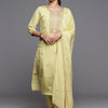 Dhiyona VR Women's Beige Embroidered Straight Kurta Paired With Tonal Embroidered Bottom And Embroidered Dupatta