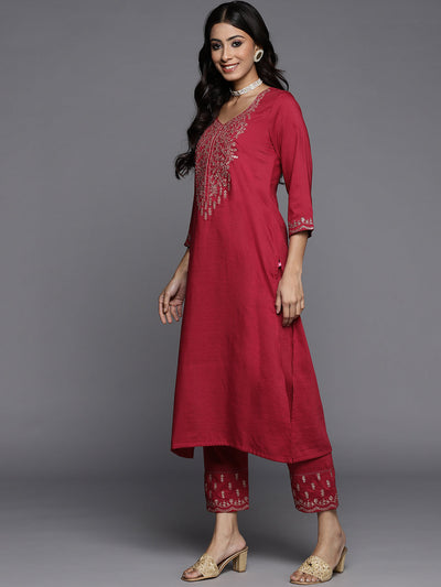 Indyancart VR Women's Womens Embroidered Kurta Paired With Embroidered Trouser And Ombre Dupatta