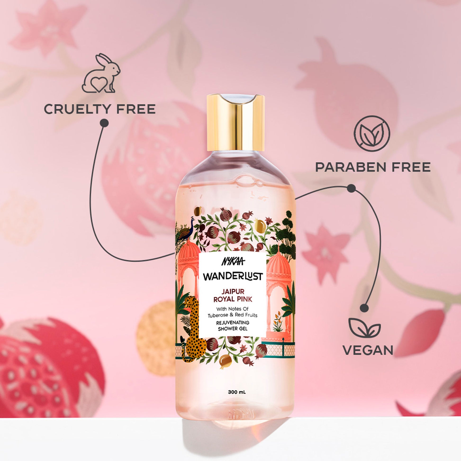 Nykaa Wanderlust Perfume Body Wash - Hydraing & Cleansing - Jaipur Royal Pink