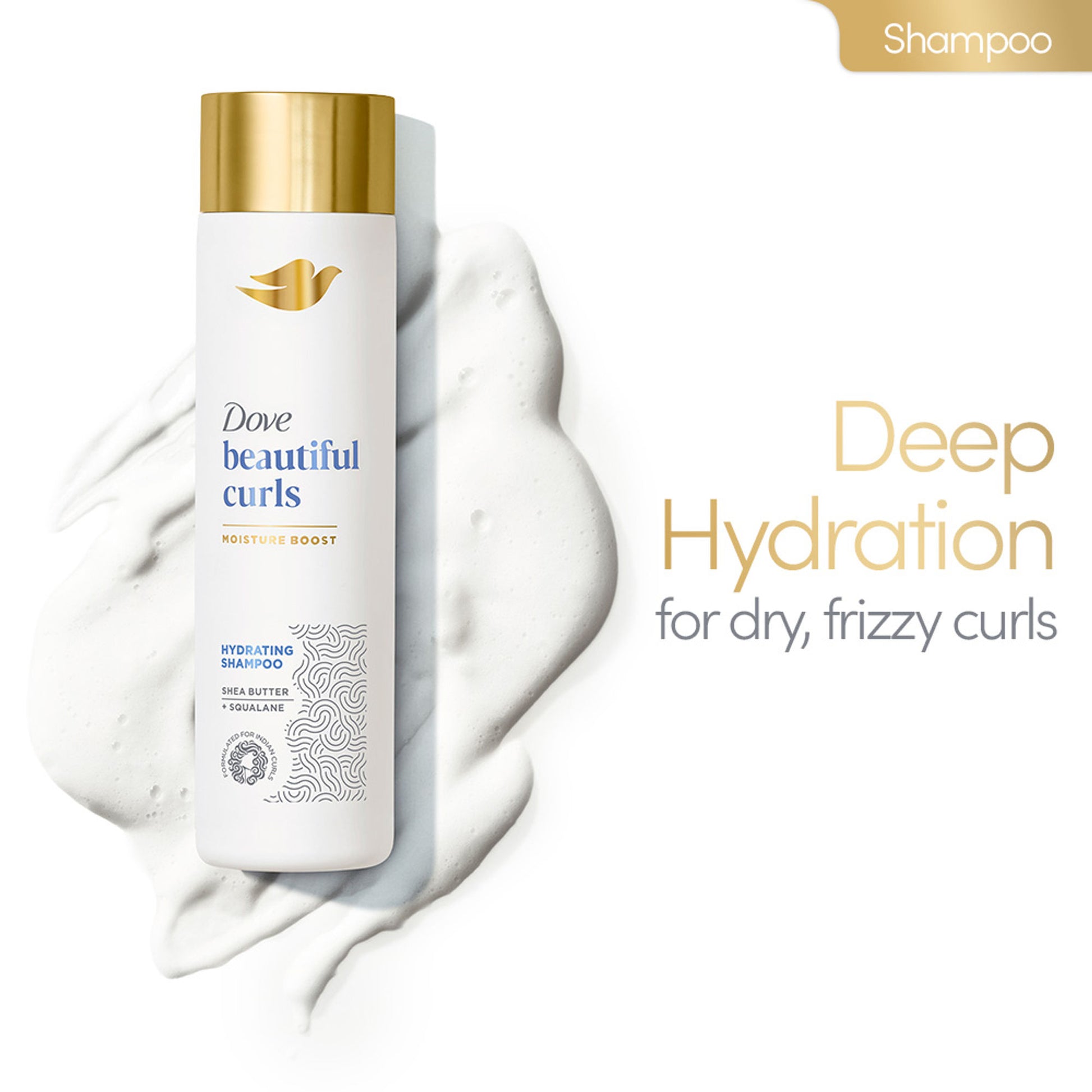 Dove Beautiful Curls Sulphate Free Hydrating Shampoo, With Tri-Moisture Essence For, Bouncy Curls