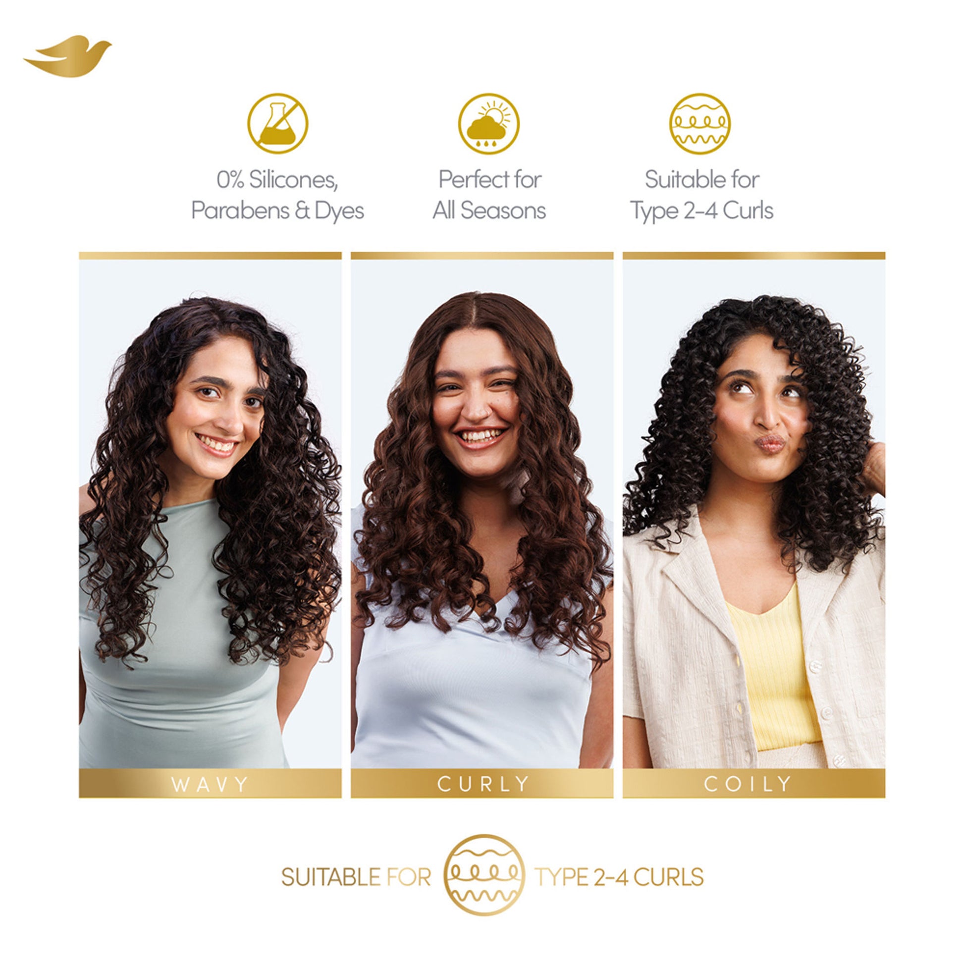 Dove Beautiful Curls Sulphate Free Hydrating Shampoo, With Tri-Moisture Essence For, Bouncy Curls