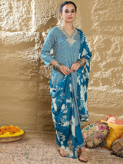 Indyancart IE Women Printed Regular Pure Cotton Kurta with Trousers & Dupatta