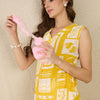 Dhiyona IE Women Ethnic Motifs Printed Pleated Pure Cotton Kurta with Trousers
