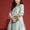 Dhiyona IE Floral Printed Thread Work Linen Kurta with Trousers & With Dupatta