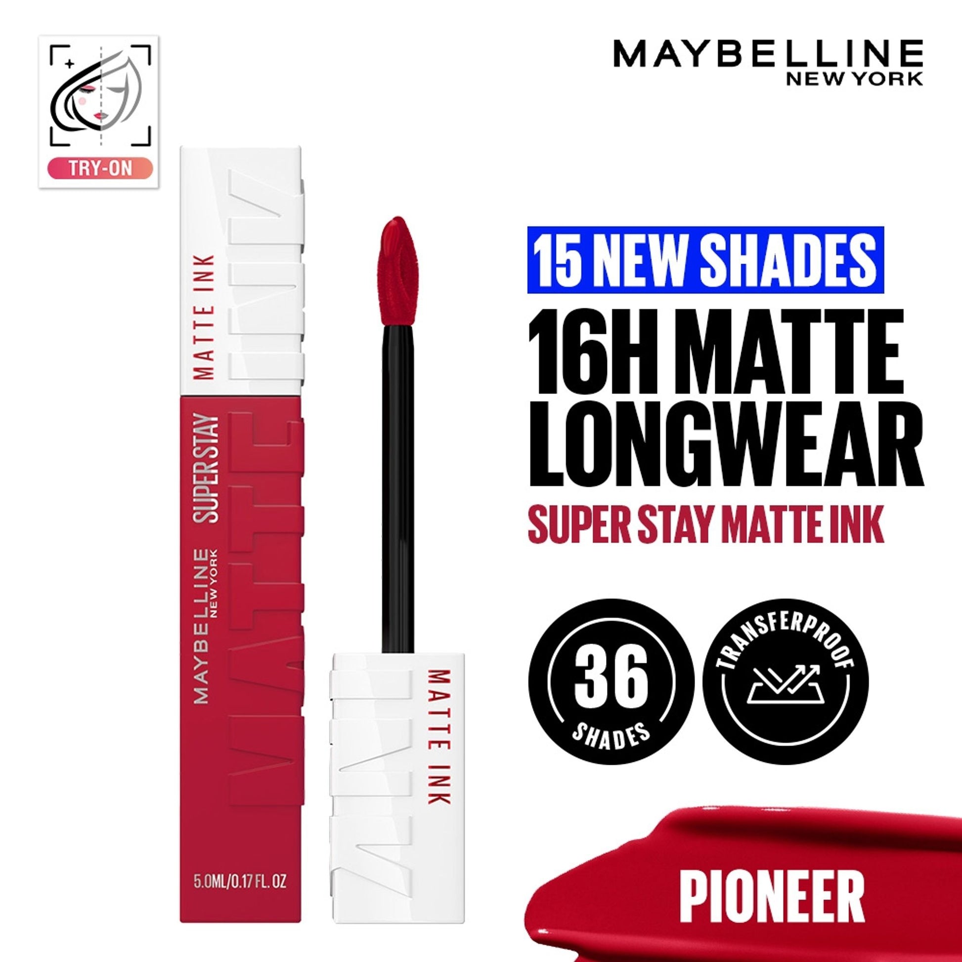 Maybelline New York Super Stay Matte Ink Liquid Lipstick, Lasts Up to 16 Hours - 15 Lover - 20 Pioneer