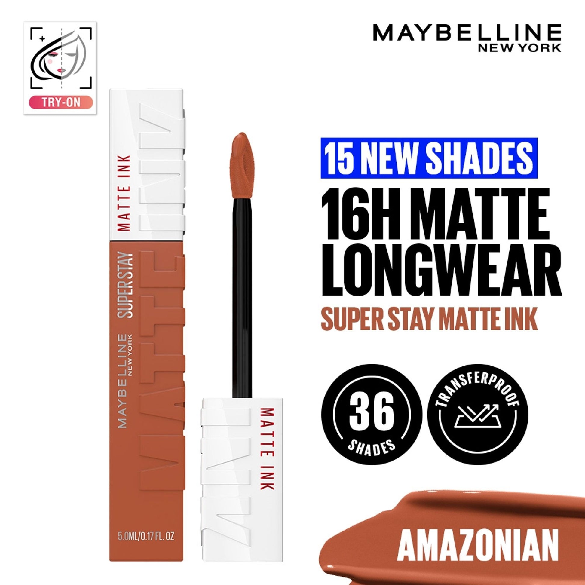 Maybelline New York Super Stay Matte Ink Liquid Lipstick, Lasts Up to 16 Hours - 15 Lover - 70 Amazonian