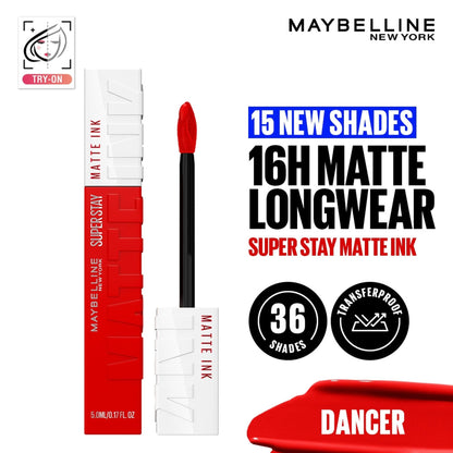 Maybelline New York Super Stay Matte Ink Liquid Lipstick, Lasts Up to 16 Hours - 15 Lover - 118 Dancer