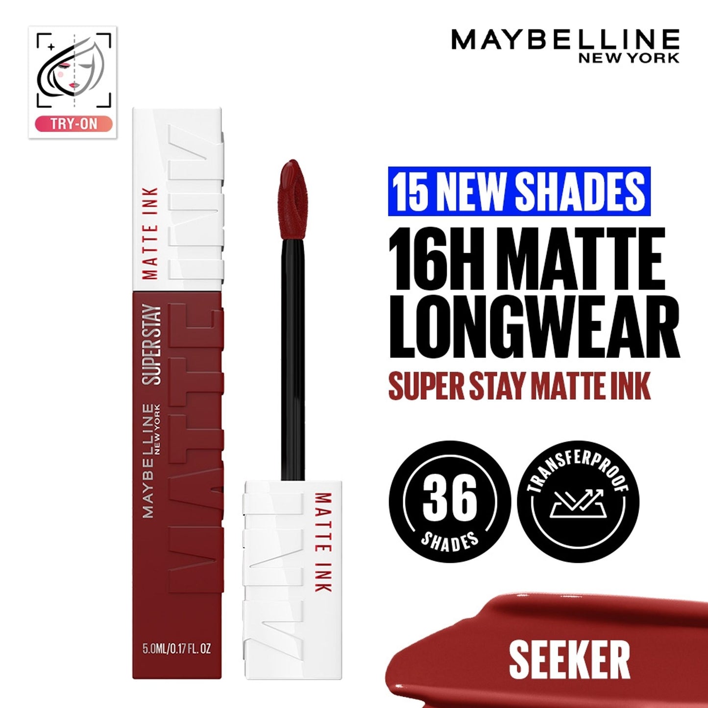 Maybelline New York Super Stay Matte Ink Liquid Lipstick, Lasts Up to 16 Hours - 15 Lover - 245 Seeker