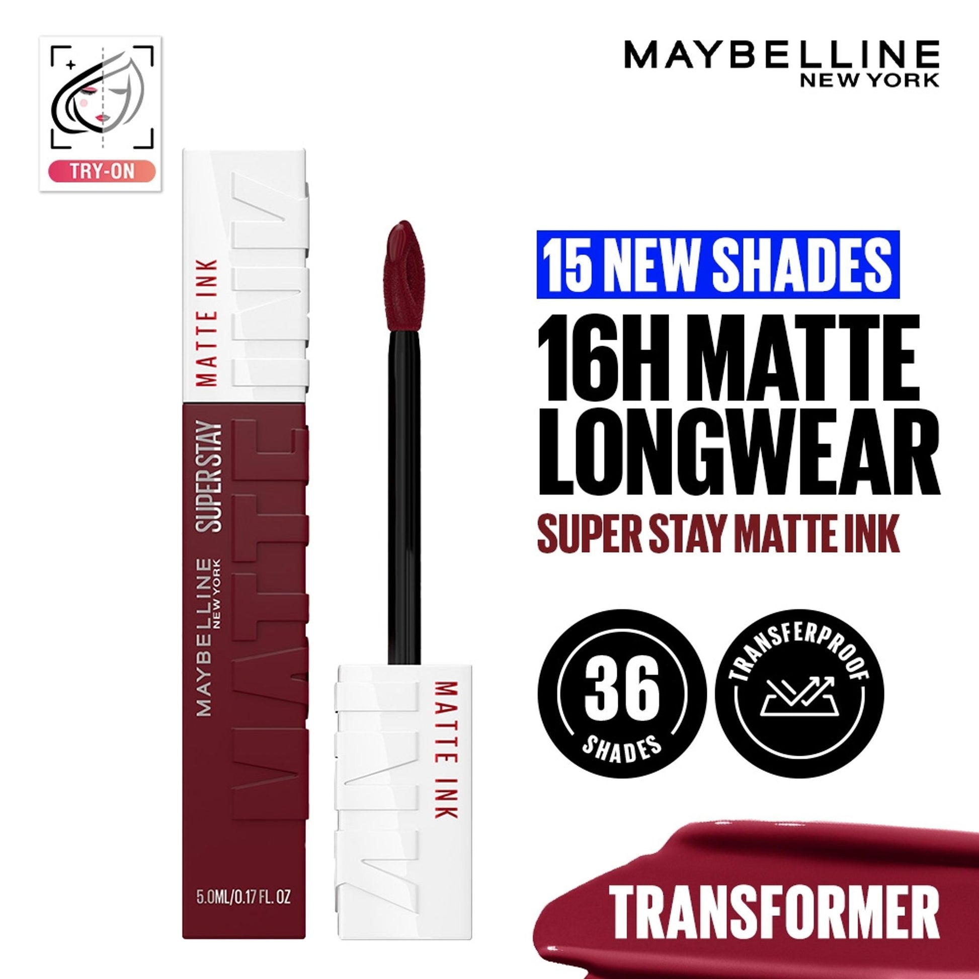 Maybelline New York Super Stay Matte Ink Liquid Lipstick, Lasts Up to 16 Hours - 15 Lover - 230 Transformer