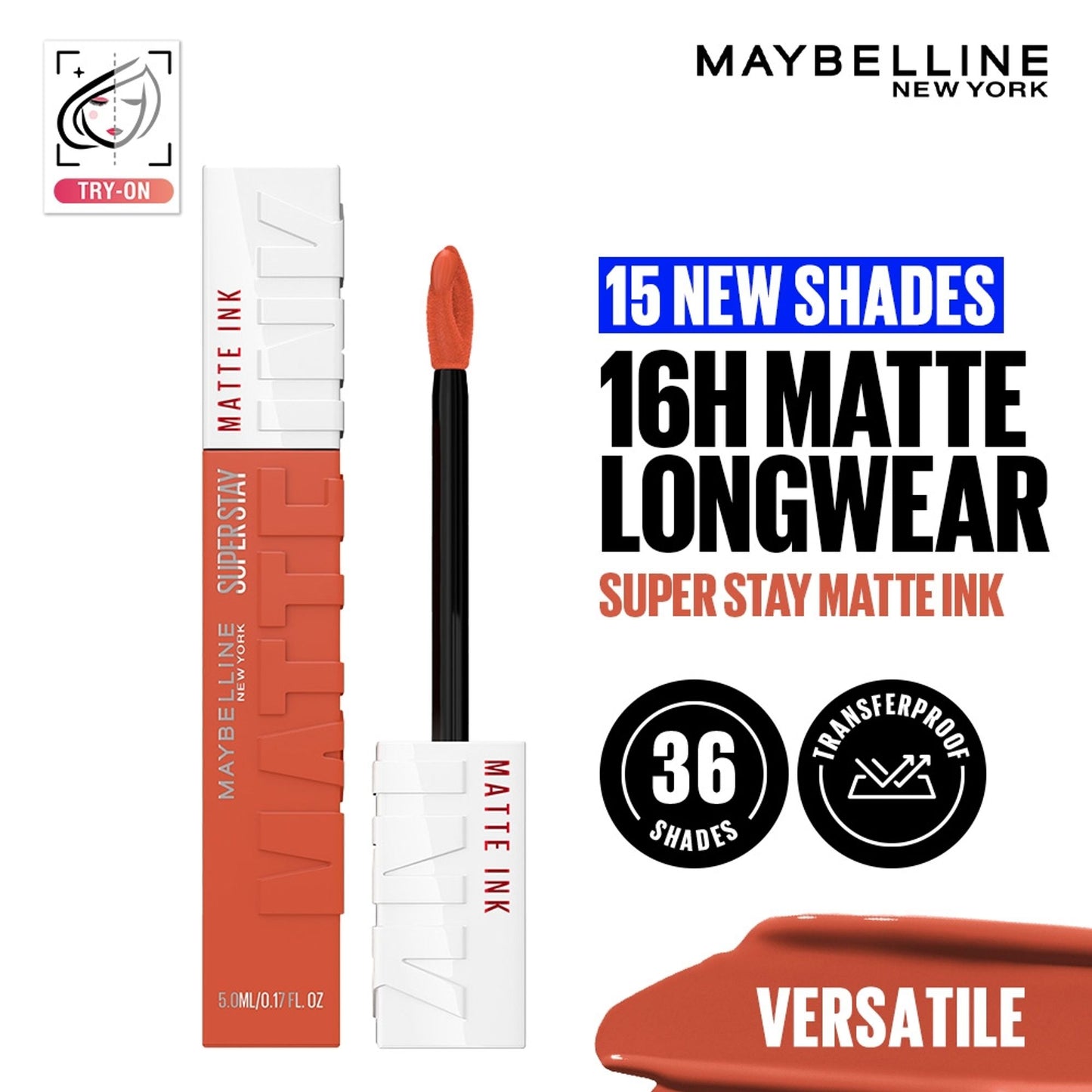 Maybelline New York Super Stay Matte Ink Liquid Lipstick, Lasts Up to 16 Hours - 15 Lover - 210 Versatile