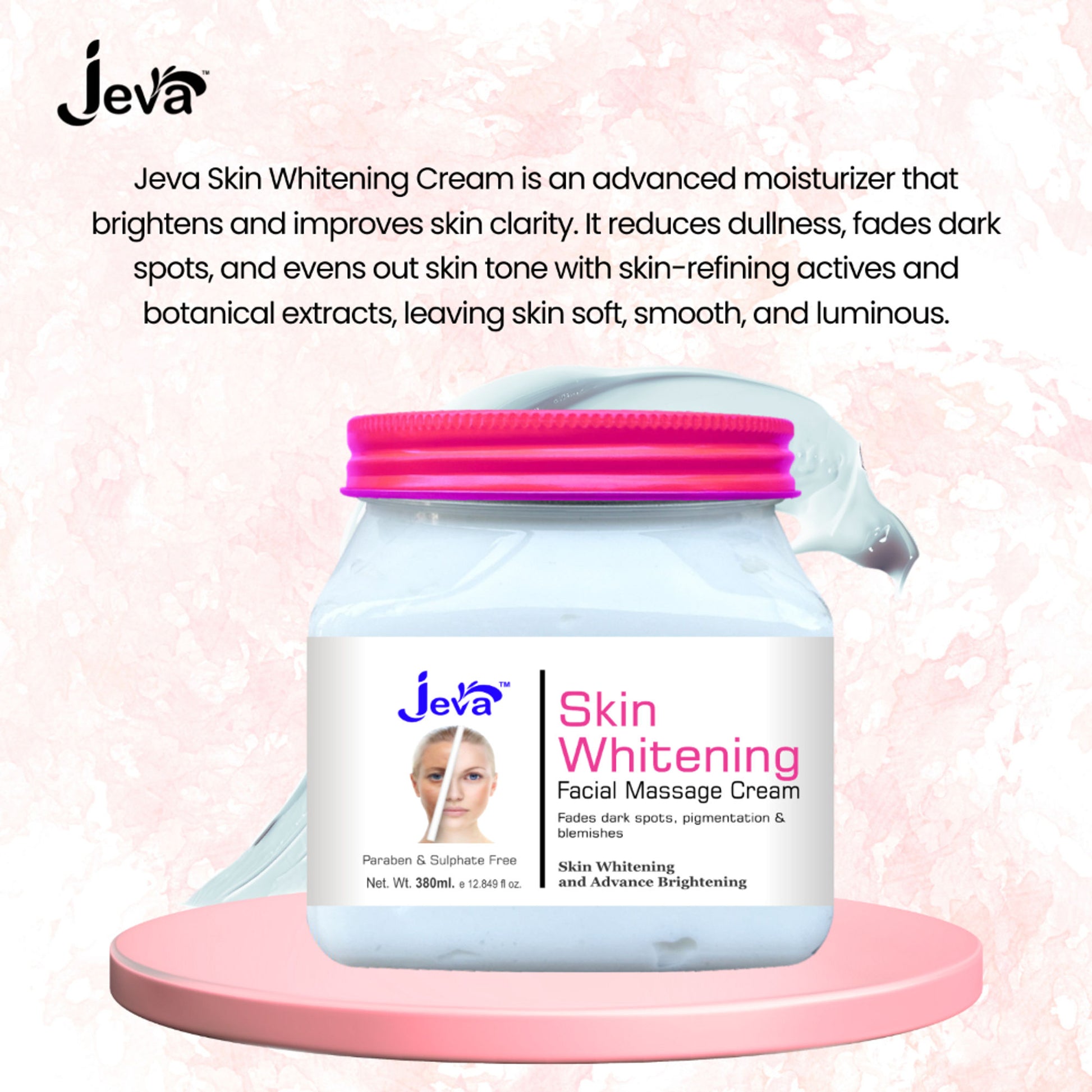 Jeva Whitening & Brightening Instant Glow Cream for Normal to Dry Skin, Hydrating Soft Glow