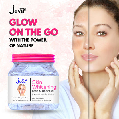 Jeva Skin Brightening Instant Glow Gel for normal to dry skin, hydrating and radiance-boosting skincare product.