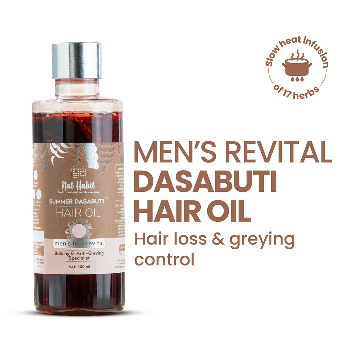 Nat Habit Neem Amla Mens Balding & Anti-Greying Ayurvedic Oil For Receding Hairline Reversal