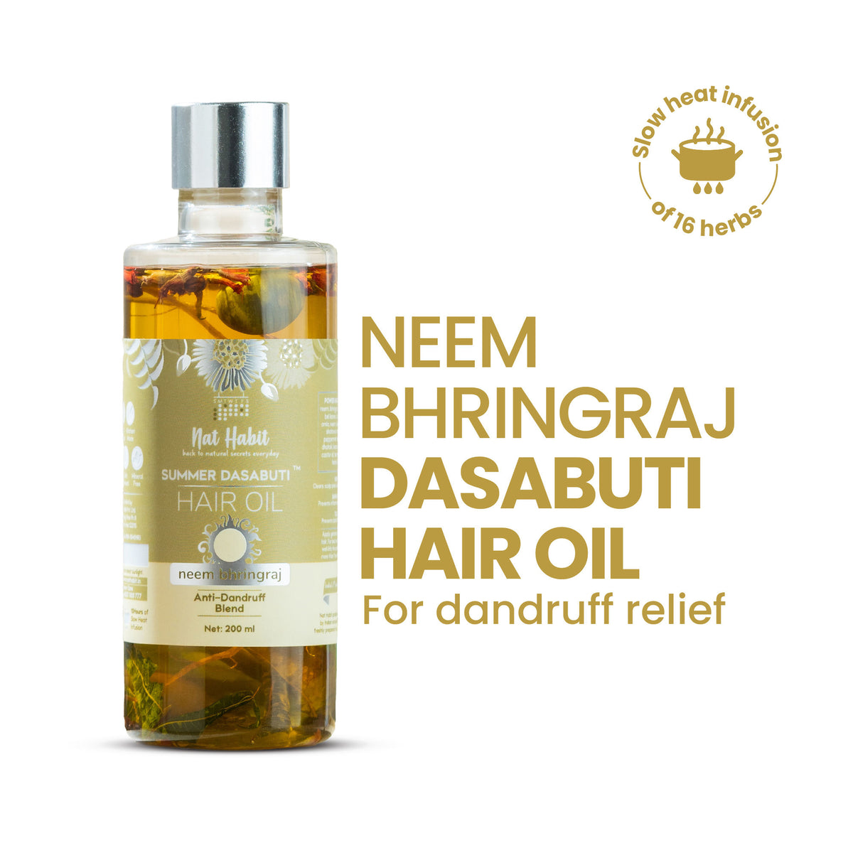 Nat Habit Neem Bhringraj Tea Tree Anti Dandruff Hair Treatment Ayurvedic Oil & Castor Coconut