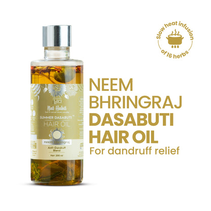 Nat Habit Neem Bhringraj Tea Tree Anti Dandruff Hair Treatment Ayurvedic Oil & Castor Coconut