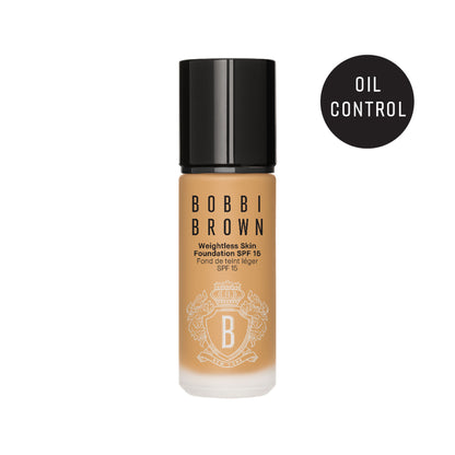 Bobbi Brown Mini Weightless Skin Natural Matte Foundation SPF 15 in Warm Honey with a smooth, matte finish and lightweight formula.