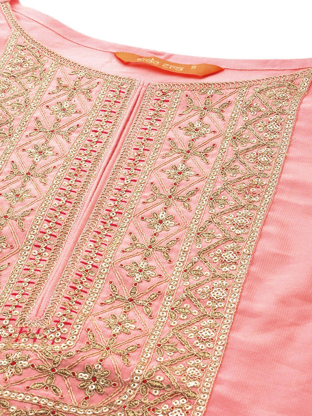 Women Ethnic Motifs Embroidered Sequinned Liva Kurta With Palazzos & With Dupatta
