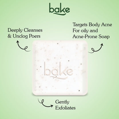 BAKE 2% Salicylic Acid + Benzoyl Peroxide Scrub Treatment Soap (Pack of 2) for Body & Back Acne