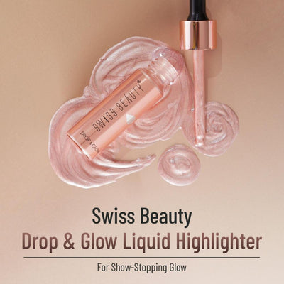Swiss Beauty Drop and Glow Liquid Highlighter , Shimmer Shine , Dewy Finish - 06 Rose Gold