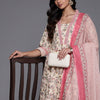 Indyancart VA Women'sFloral Printed Mirror Work Pure Cotton Kurta with Trousers & Dupatta