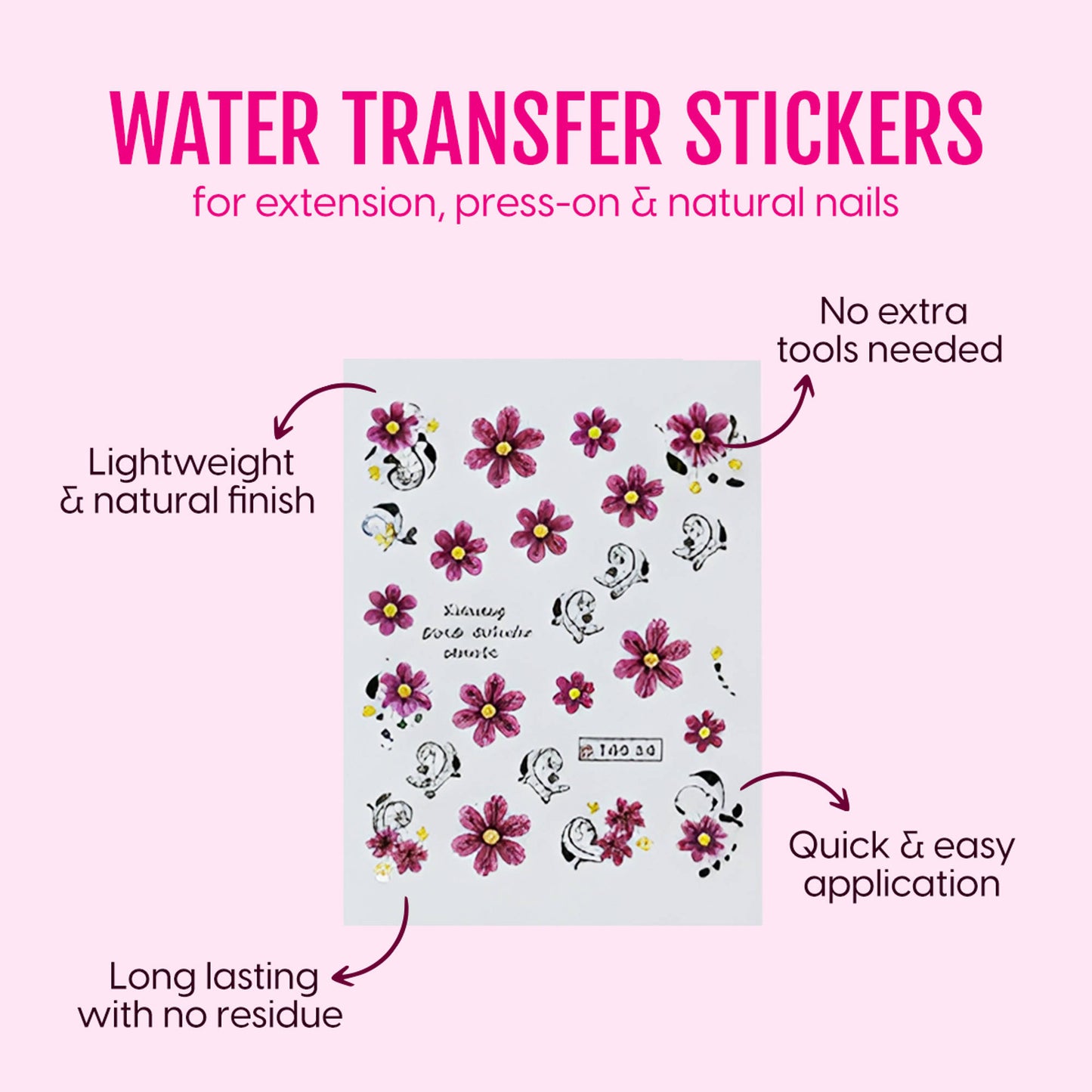 Matra Nail Art Stickers - Adhesive Decals For Diy Flower Manicure Paint Polish Press-On & Extensions