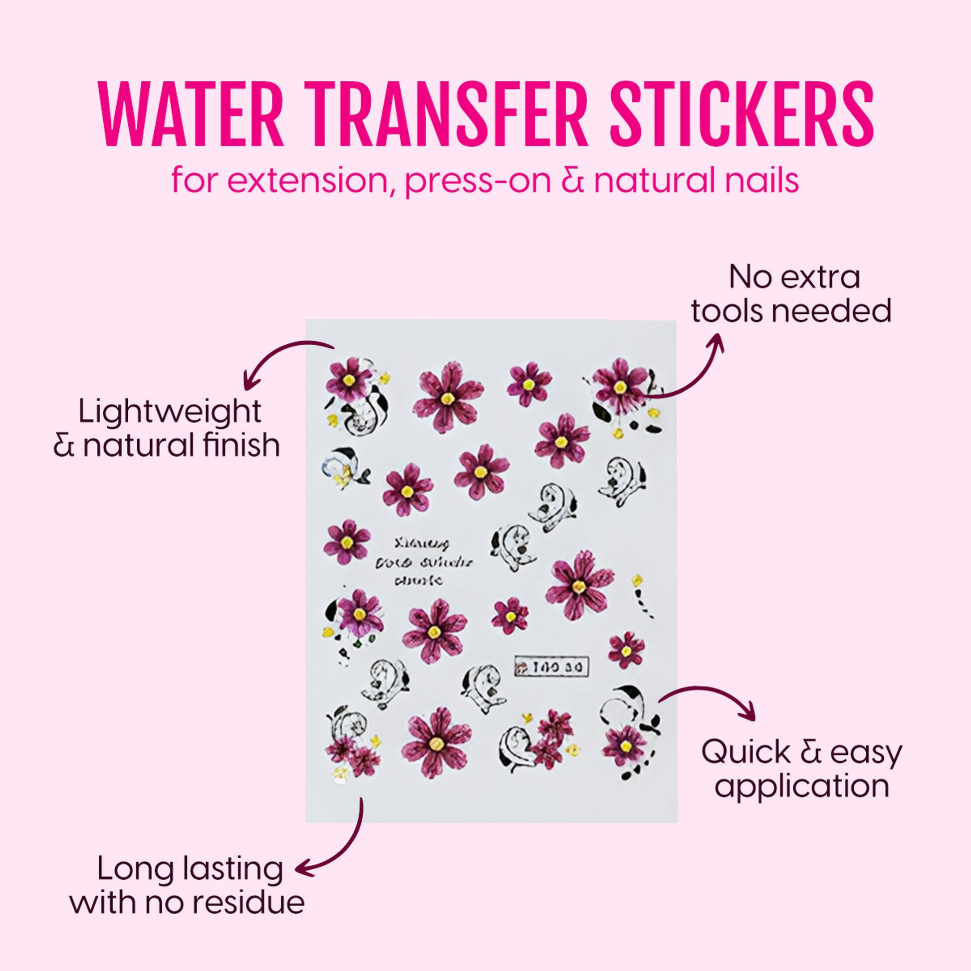 Matra Nail Art Stickers - Adhesive Decals For Diy Flower Manicure Paint Polish Press-On & Extensions