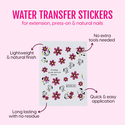 Matra Nail Art Stickers - Adhesive Decals For Diy Flower Manicure Paint Polish Press-On & Extensions
