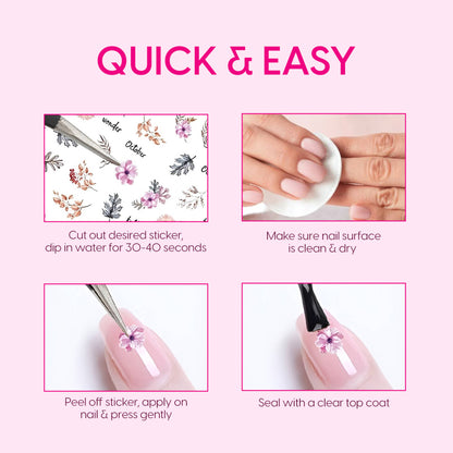 Matra Nail Art Stickers - Adhesive Decals For Diy Flower Manicure Paint Polish Press-On & Extensions