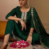 Dhiyona IE Women Ethnic Motifs Embroidered Regular Sequinned Kurta with Trousers & With Dupatta
