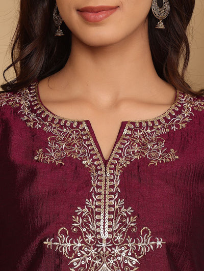 Indyancart VA Women'sEthnic Motifs Embroidered Regular Kurta with Trousers & Dupatta