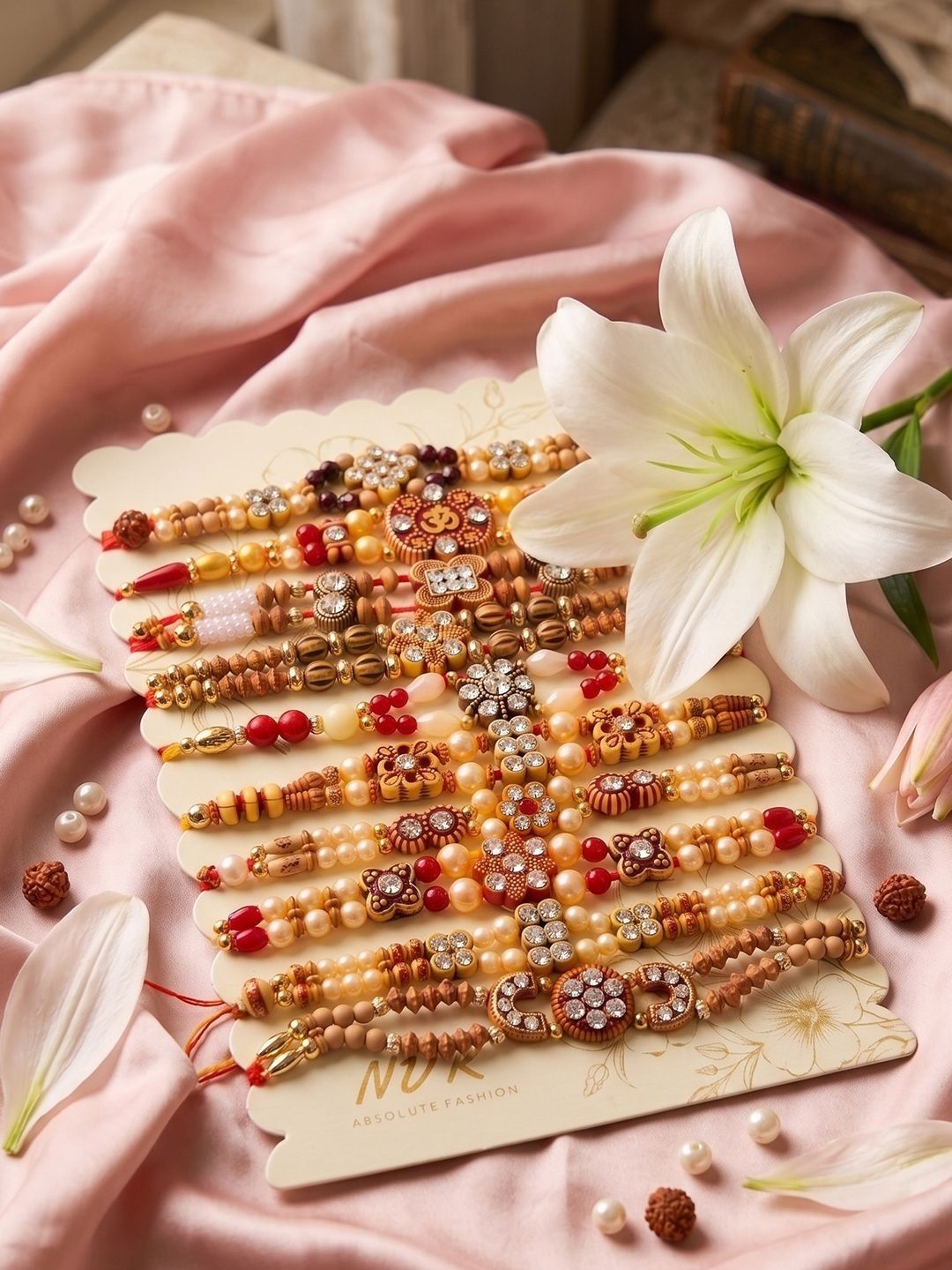 Anouk Set Of 10 Multicolor Designer Thread Rakhi With Roli Chawal Chandan Mishri