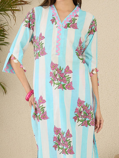 Dhiyona IE Printed Pure Cotton Straight Tunic & Trousers Co-Ord Set