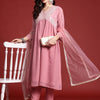 Dhiyona IE Floral Sequin Embroidered Empire Kurta with Trousers & Dupatta