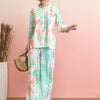 Dhiyona IE Green Abstract Printed Spread Collar Shirt With Palazzos