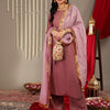 Dhiyona VA Women'sGotta Patti Detail Straight Kurta & Trousers With Dupatta
